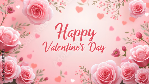 Pink Roses Valentine's Day Card Design