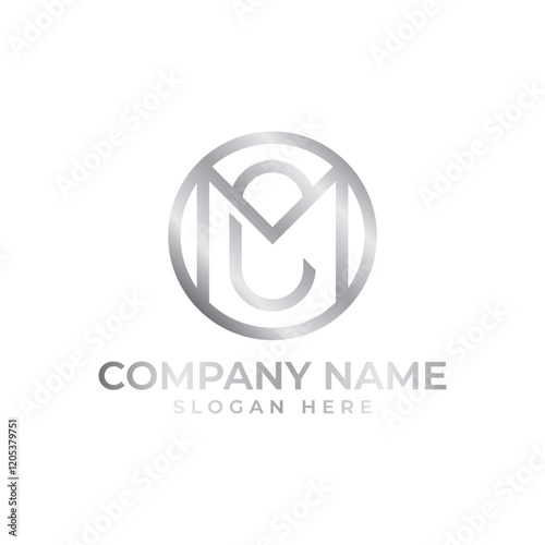 sophisticated logo featuring the letters "CM" elegantly intertwined within a circular frame. The silver metallic finish conveys a sense of luxury, prestige, and timeless quality, for a high-end brand