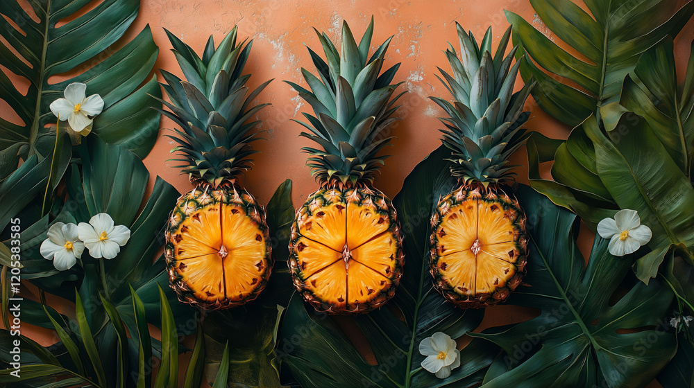 Fototapeta premium Tropical Pineapple Botanical Pattern