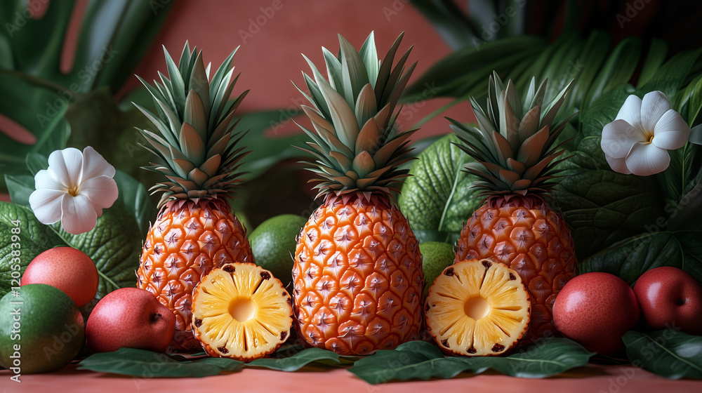 Fototapeta premium Tropical Pineapple Botanical Pattern