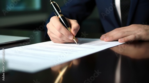 A photo of a person signing insurance documents