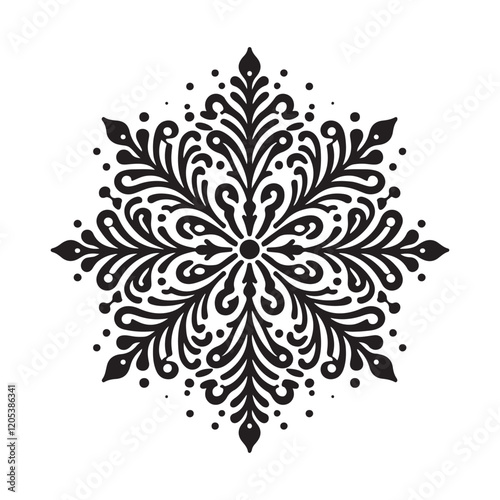 Snowflakes pattern icon. Set of snowflake silhouette vector on a white background
