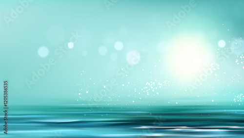 Abstract turquoise water with blur bokeh effect background design
