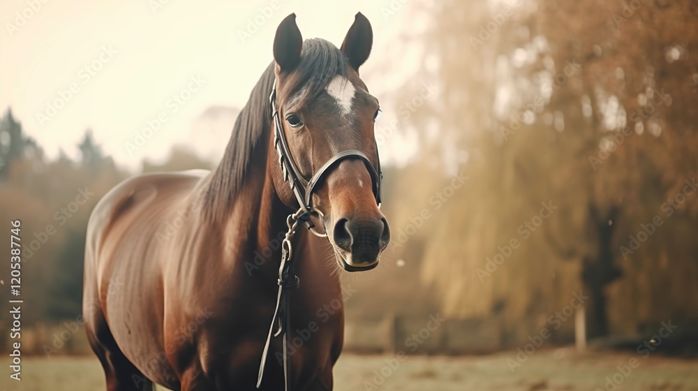 Obraz premium A photo of a horse practicing ground manners