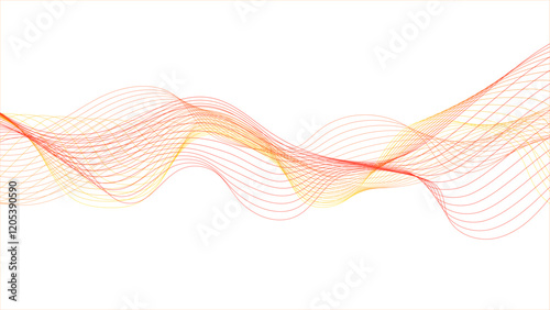  Abstract orange and yellow wave line on white background. Isolated design element on white background.