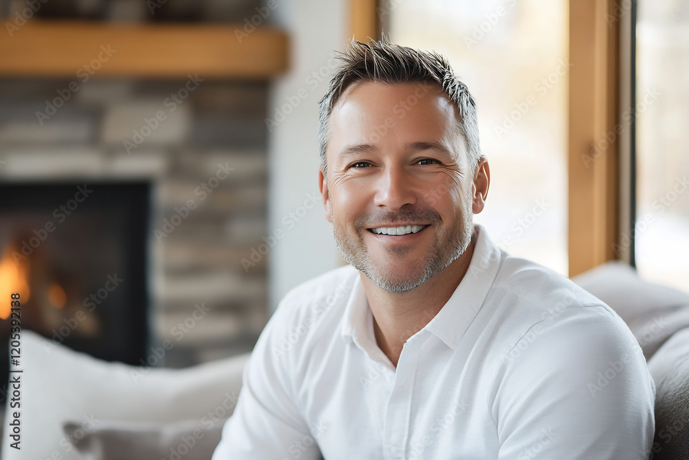 Fototapeta premium Smiling man relaxing at home