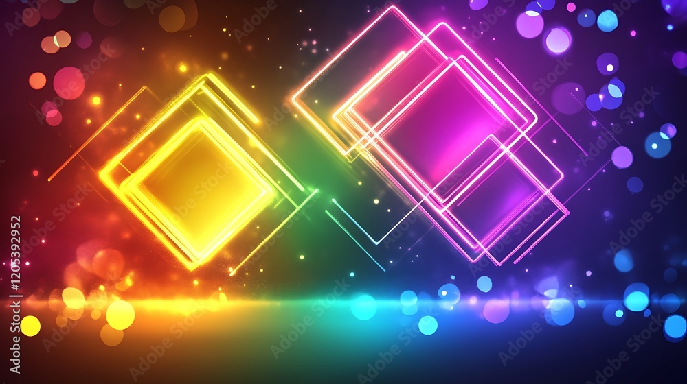 Obraz premium Abstract Colorful Neon Squares Glowing Brightly
