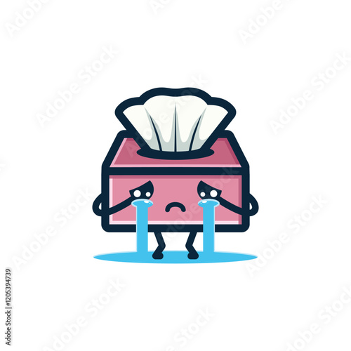 Sad Tissue Box Character Illustration