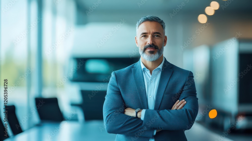 Fototapeta premium A CEO presenting a new transportation strategy in a sleek conference room, confident and professional tone