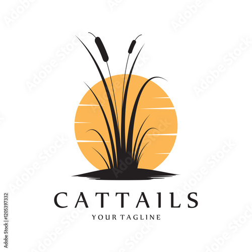 cattail logo vector illustration design, cattail silhouette vector design