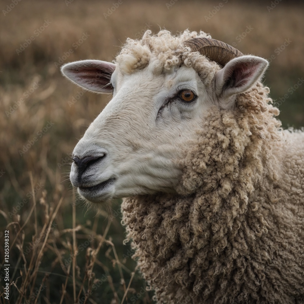 A sheep peeking from the side, partially hidden. A sheep peeking from the side, partially hidden.
