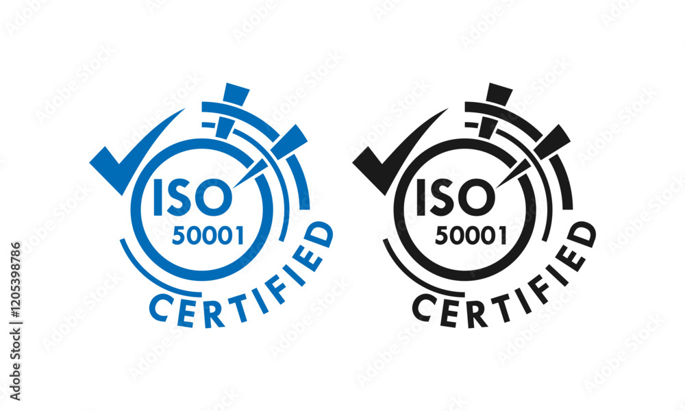 ISO 50001 certified logo template illustration ISO 50001 certified logo template illustration