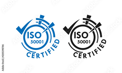 ISO 50001 certified logo template illustration