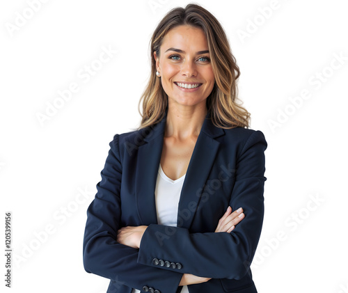 Professional Businesswomen with arms crossed isolated on white transparent background