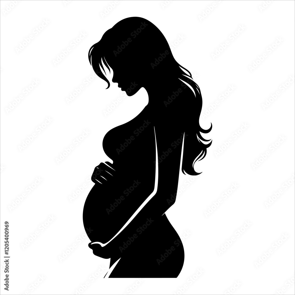 silhouette of a pregnant woman. Pregnant woman silhouette. A pregnant woman black icon on a white background silhouette of a pregnant woman. Pregnant woman silhouette. A pregnant woman black icon on a white background