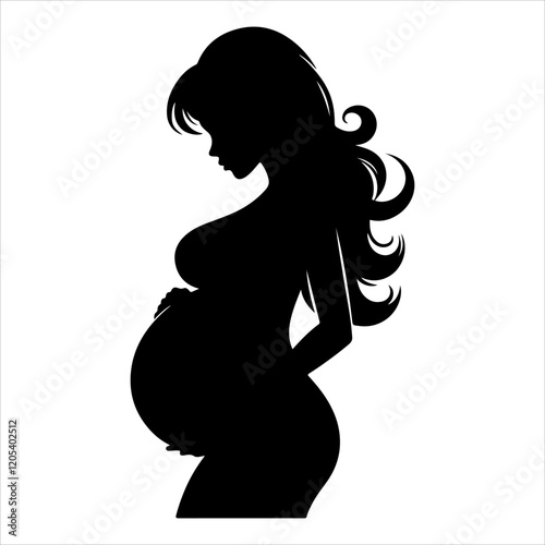 silhouette of a pregnant woman. Pregnant woman silhouette. A pregnant woman black icon on a white background