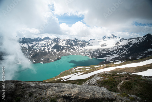 Punta d'Arbola glacier and lake Sabbioni photo