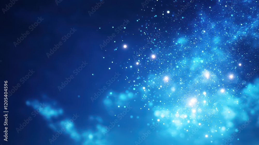 Fototapeta premium Vibrant Deep Blue Sky Adorned with Twinkling Stars Creating a Tranquil and Enchanting Nighttime Atmosphere Perfect for Dreamy and Serene Scenes