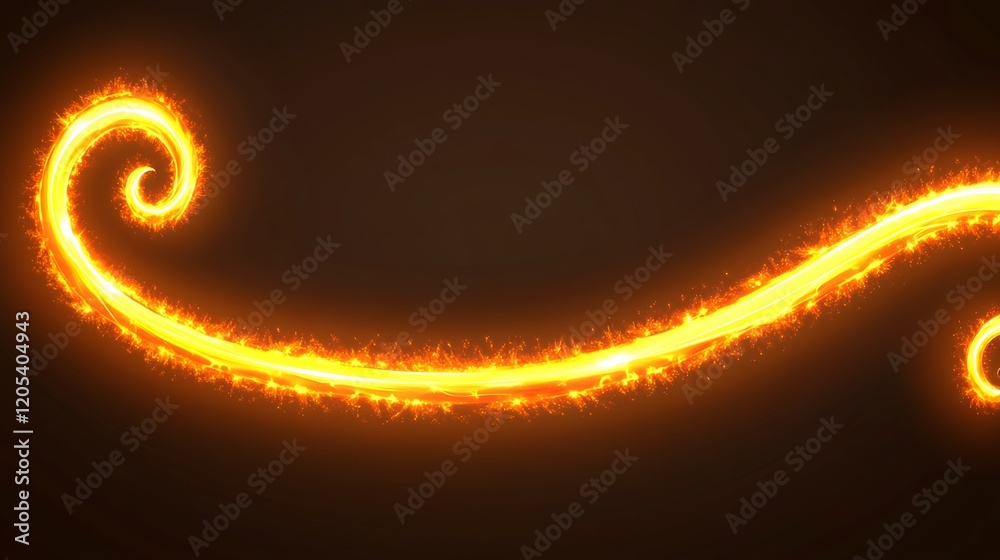 Obraz premium Glowing Orange Spiral Energy Trail Abstract Design