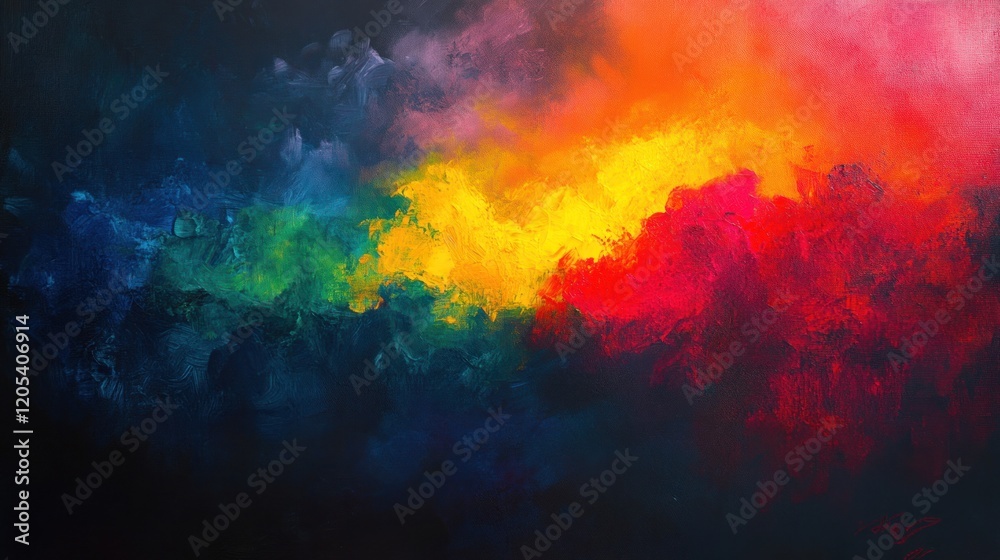 Naklejka premium Abstract colorful cloudscape, vibrant hues, dynamic energy, atmospheric background, ideal for design