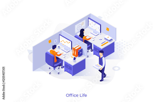 Modern Isometric Business Template. Vector