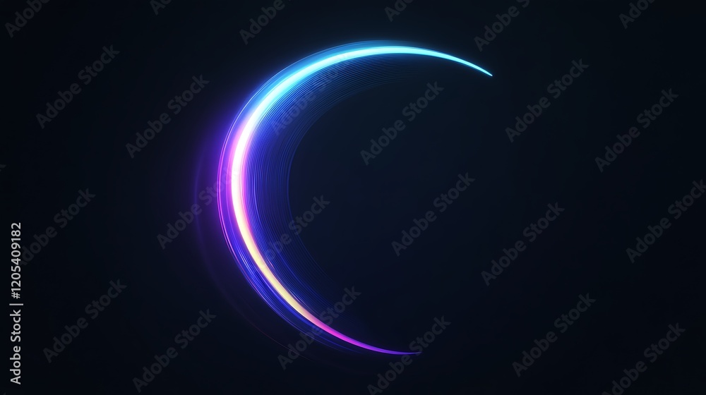 Abstract Neon Crescent Light Swirl Design Abstract Neon Crescent Light Swirl Design