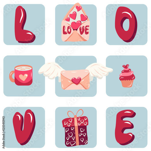 LOVE-Themed Valentine Icons Collection