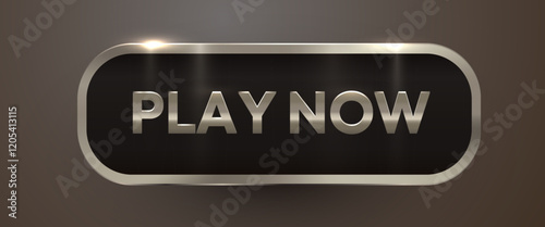 Metal button Play Now. VIP luxury button Play.