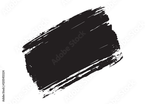 Best Grunge Badge Brush Hand Drawn Black Sticker Black Brush Stroke Vector Illustration for Creative Designs.