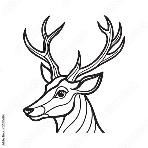 Deer profile captured in clean, minimalist line art silhouette