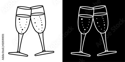 ofvs773 OutlineFilledVectorSign ofvs - champagne glasses vector icon . festive . isolated transparent . black outline and filled version . AI 10 / EPS / PNG . g12119