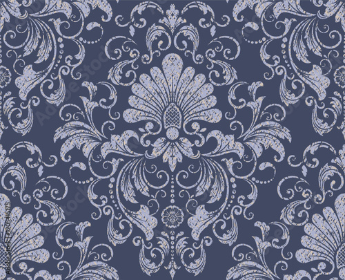 Damask seamless pattern element. Vector classical luxury old fashioned damask ornament, royal victorian seamless texture for wallpapers, textile, wrapping. Vintage exquisite floral baroque template.