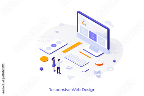 Modern Isometric Business Template. Vector