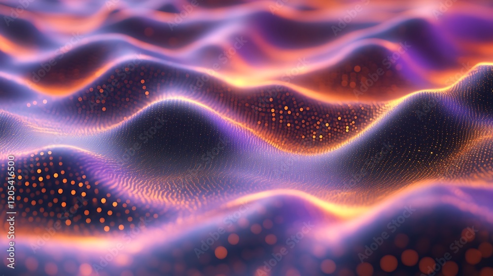 Abstract glowing particle wave landscape digital art Abstract glowing particle wave landscape digital art