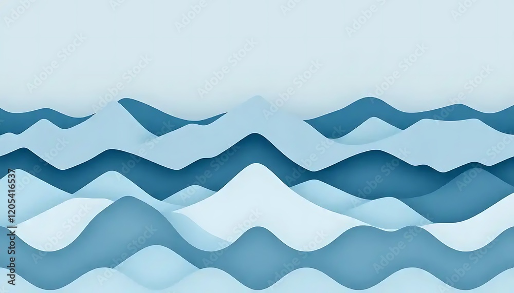 Fototapeta premium Abstract Blue Wave Mountain Landscape Design