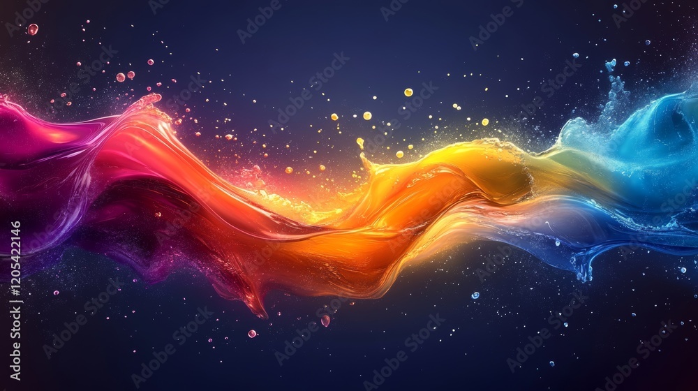 Obraz premium Smooth gradient flow, vibrant color splash, Generative AI