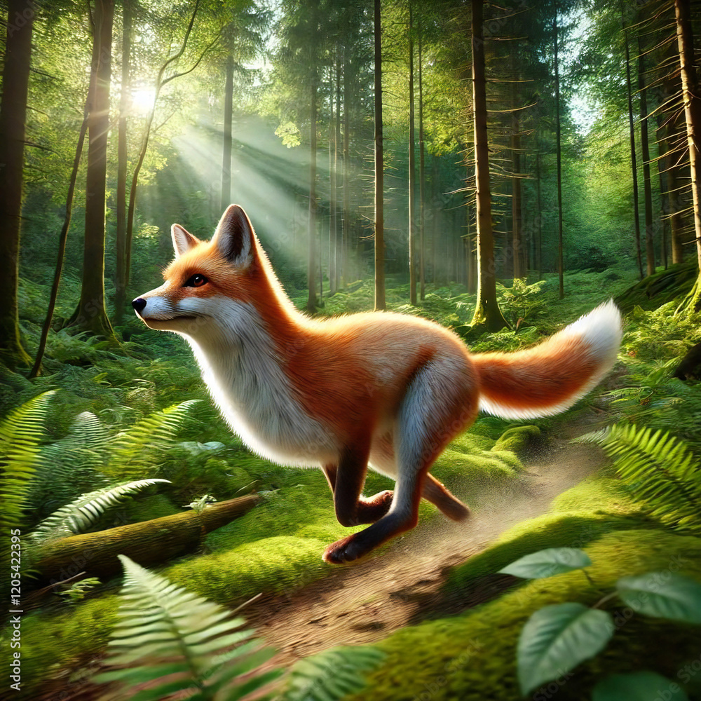 Obraz premium 走る狐[GenerativeAI]