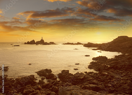 La Corbière lighthouse on the Island of Jersey	, Channel Islands, UK 