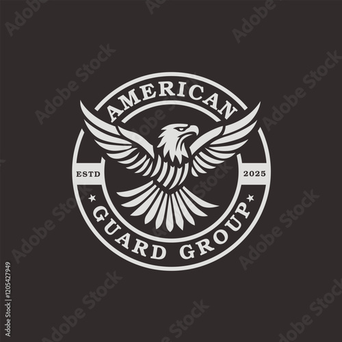 Flying Eagle Hawk Falcon For American Guard,Security Logo Design