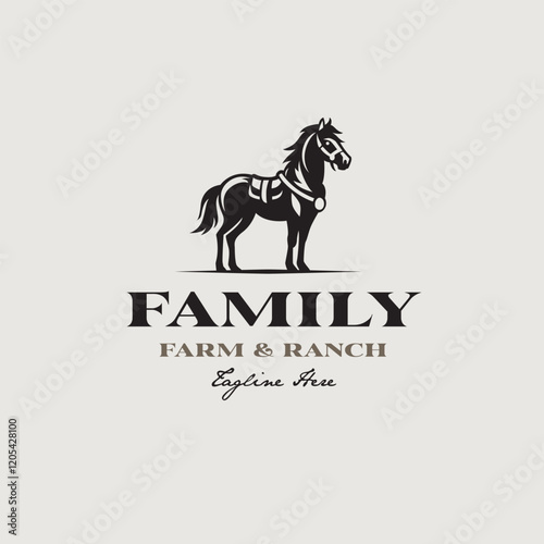 retro rustic Horse Stallion countryside western country farm ranch logo design