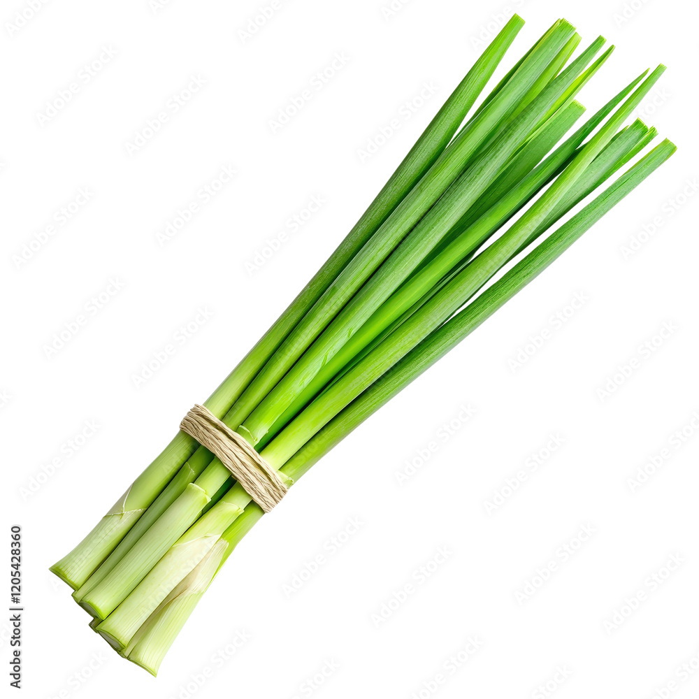 Fototapeta premium Harvesting fresh green onions farmer's market food photography outdoor setting close-up view culinary inspiration