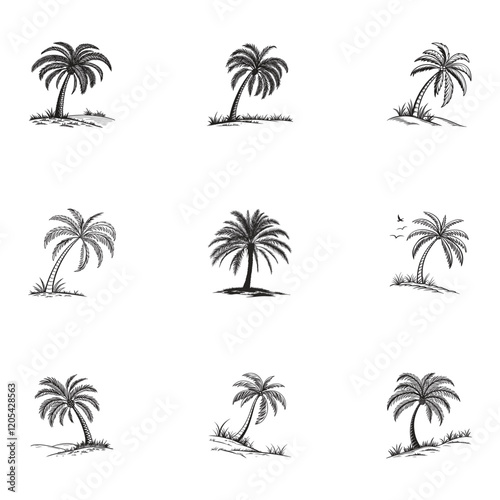 palm tree vector art and illustration