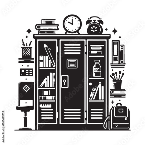 School locker vector icon logo white background