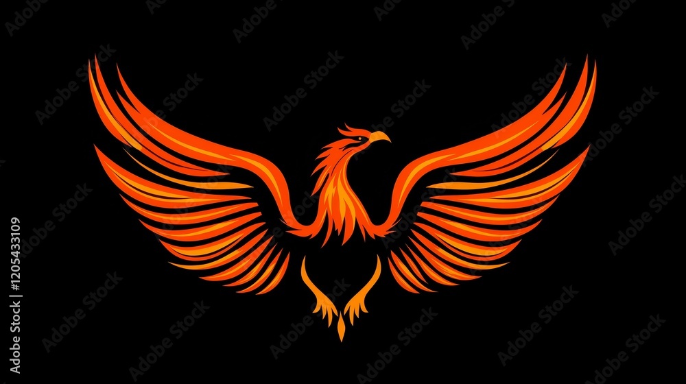 Obraz premium A majestic phoenix rising from the ashes with bright fiery wings, symbolizing rebirth and the transformative power of resilience.