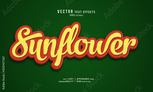 Sunflower editable vector graphic resources 3d text effect design