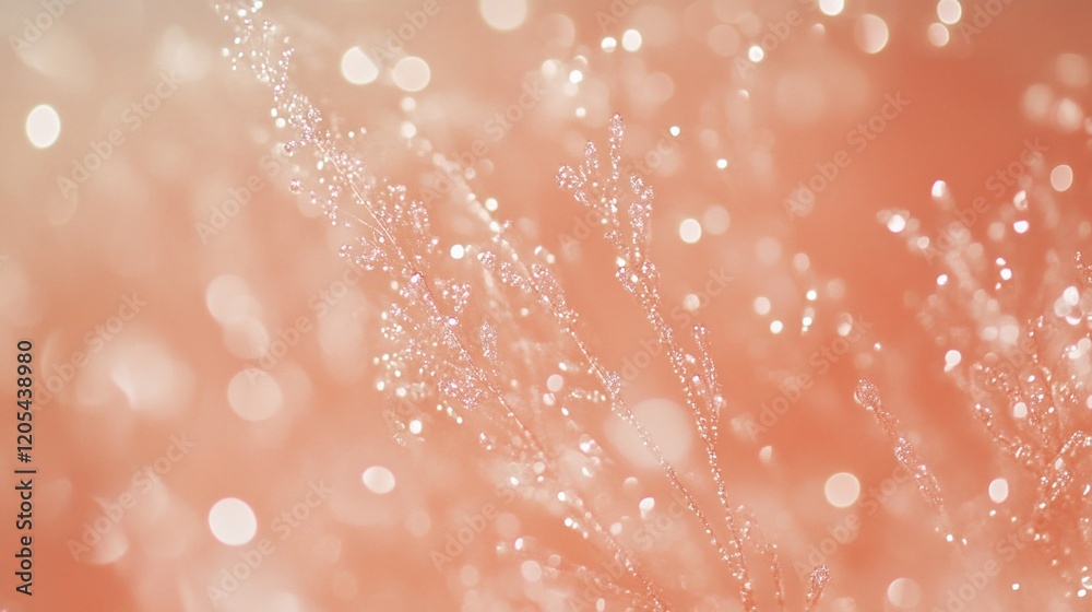 Abstract peach bokeh background with delicate plant details. Abstract peach bokeh background with delicate plant details.