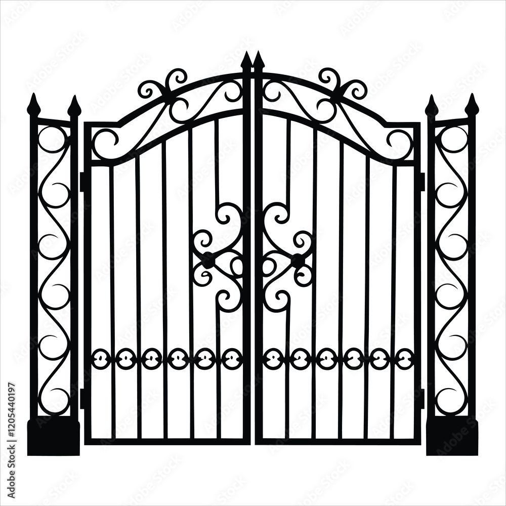 Fence Gate vector illustration, Iron door clipart Design Fence Gate vector illustration, Iron door clipart Design