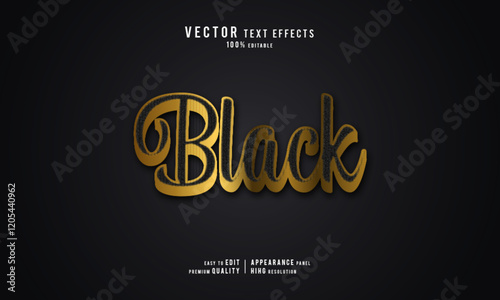 Black editable vector graphic resources 3d text effect design