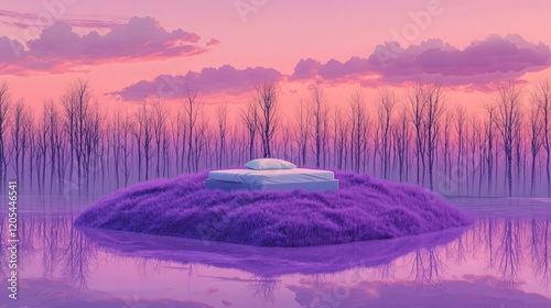 Dreamlike and surrealistic landscape in purplish tones