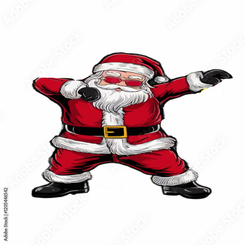 funny santa claus dancing christmas art vector illustration